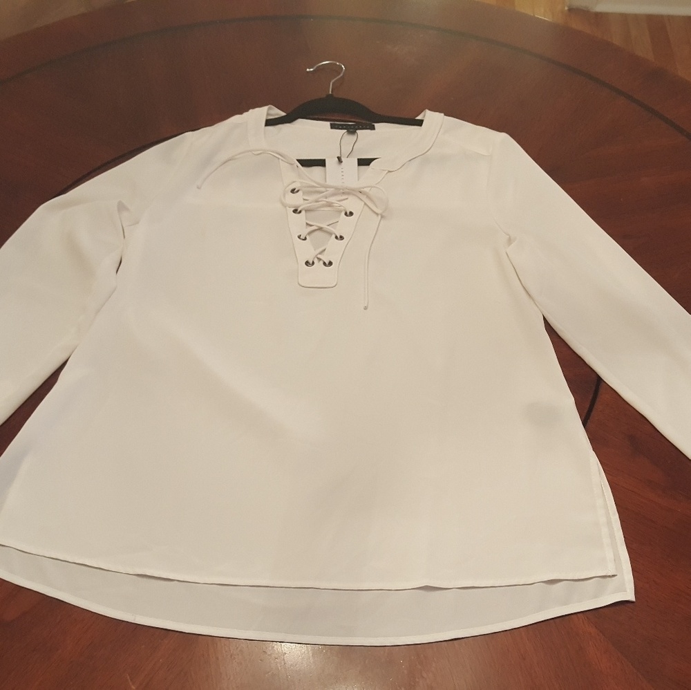 Lace up front blouse
